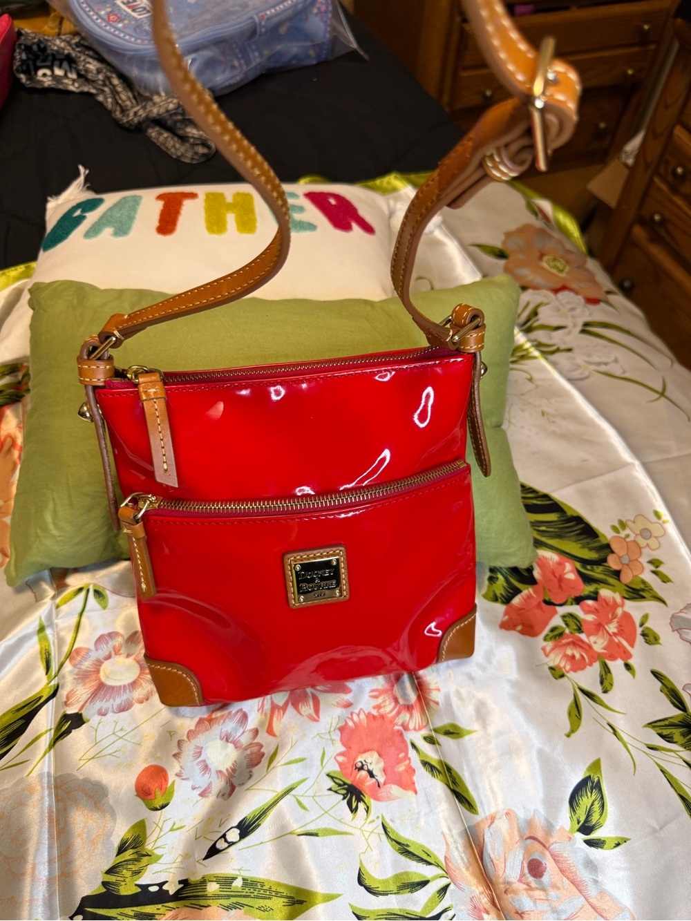 Dooney & Bourke Red Patent Leather Crossbody Bag w/ COA